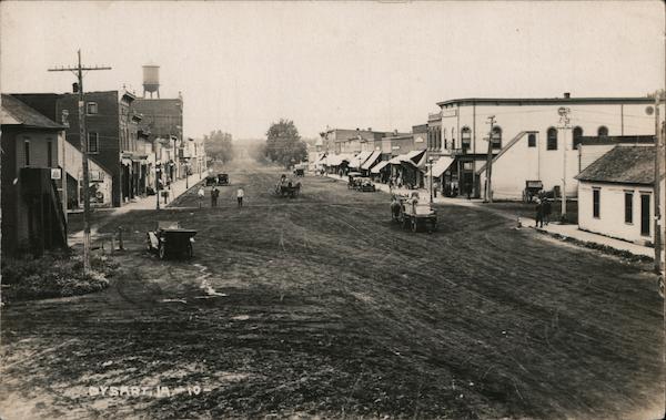 Muddy Street Scene Dysart, IA Postcard