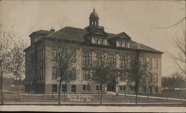 High School Sibley, IA Postcard