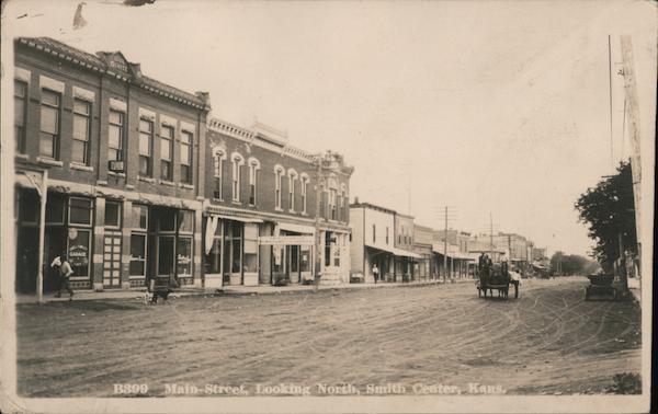 Main Street, Looking North Smith Center, KS Postcard