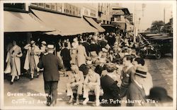 Green Benches, Central Avenue St. Petersburg, FL Postcard Postcard Postcard