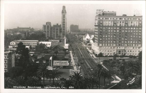 Wilshire Boulevard Los Angeles, CA Bob Plunkett Photo Postcard