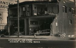 Apartment and Store, Anaheim Boulevard - Earthquake, 1933 Long Beach, CA Postcard Postcard Postcard