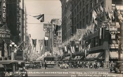 7th Street Decorated for the 1932 Olympic Games Los Angeles, CA Sunland Photo by Bussey Postcard Postcard Postcard