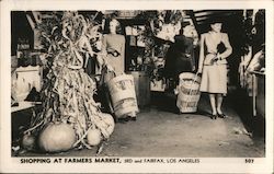 Shopping at Farmers Market - 3rd and Fairfax Postcard