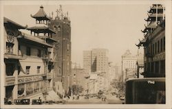 Down California Street from Chinatown Postcard