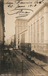 San Francisco Calif. 1918 street view of trolley line and buildings Postcard