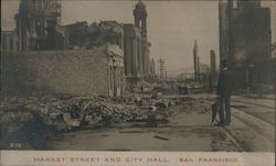 Market Street and City Hall After Earthquake San Francisco, CA Postcard Postcard Postcard