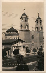 Old and New Mission Dolores Postcard