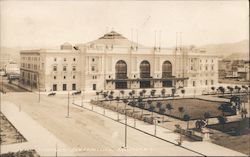 Auditorium with large garden lined grounds and wide empty streets San Francisco, CA Postcard Postcard Postcard