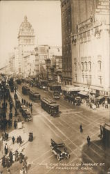 Four Car Tracks on Market Street Postcard