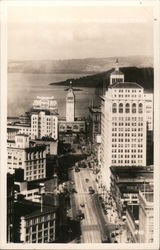 View of Ferry Building down Market Street San Francisco, CA Postcard Postcard Postcard