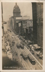 Four Car Track on Market St San Francisco, CA Postcard Postcard Postcard