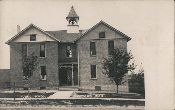 Public School Building, Gagetown Michigan Postcard