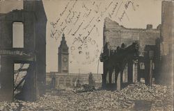 View of Ferry Building Through Rubble San Francisco, CA Postcard Postcard Postcard