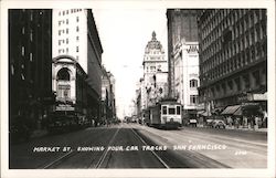 Market Street Showing Four Car Tracks Postcard