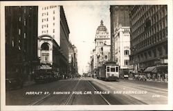 Market St. Showing Four Car Tracks Postcard