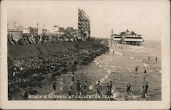 Beach & Seawall at Galveston Texas Postcard Postcard Postcard