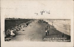 Beach and Sea Wall Galveston, TX Postcard Postcard Postcard