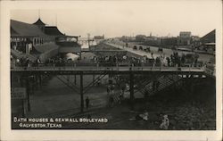 Bath Houses and Seawall Boulevard Postcard