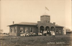 Lyford School, students gathered outside school building Texas Postcard Postcard Postcard