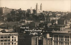 First Hill, Showing Cathedral Seattle, WA Postcard Postcard Postcard