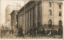 Union St. From 3rd ave Showing U.S. P.O. & White Building Streetcar Seattle, WA Postcard Postcard Postcard