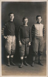 3 Football Players, c1910 Studio Portrait Postcard Postcard Postcard