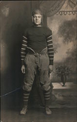 Football Player in Uniform Studio Portrait Postcard Postcard Postcard