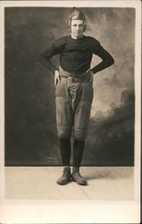 1930's Football Player with Hands on Hips, Studio Portrait Postcard Postcard Postcard