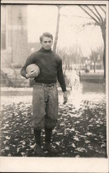 Football Player on Snowy Grass c1910 Postcard Postcard Postcard