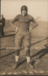 Football Player in Helmet Standing in Field United Photo Postcard Postcard Postcard