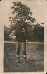 Football Player in Varsity Sweater "M" Postcard