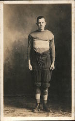 Football Player in Padding and Striped Shirt Postcard Postcard Postcard