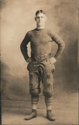 Football Player with Hands on Hips, Studio Photo Postcard Postcard Postcard