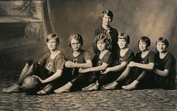 Female Basketball Team - Six Players Pictured (1926 Undefeated) Postcard Postcard Postcard