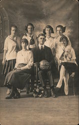 D.H.S. Girls Basketball Team Studio Portrait, Toy Monkey Postcard Postcard Postcard