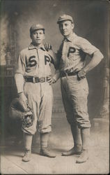 "S. P." Baseball Players, Studio Photo Postcard Postcard Postcard