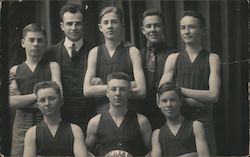 Boys basketball team, 1917 on ball Postcard Postcard Postcard