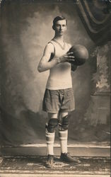 Basketball Player, 1914 Studio Portrait Postcard