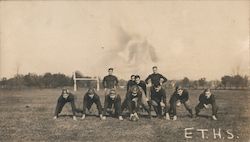 ETHS High School Football Team Kneeling in Field Postcard Postcard Postcard