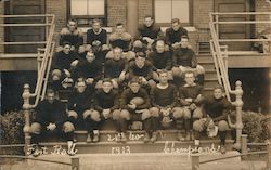 1913 Football Team Seated on Building Steps Postcard Postcard Postcard