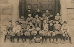 1911 BGS Grade School Football Team Seated on Steps Postcard