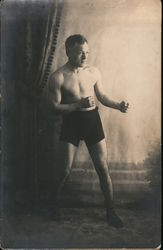 Single Male Boxer Posing with Fists Up - No Shirt or Boxing Gloves Postcard