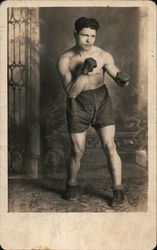 Single Male in Boxing Pose - No Shirt, Fists Up with Boxing Gloves Postcard