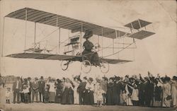 Woman Flying over Crowd Studio Photo Aircraft Postcard Postcard Postcard