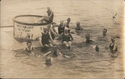 Bathers Posing in Water Near Tub Postcard