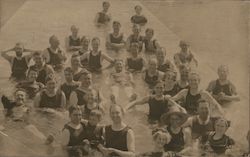 Group of Bathers Swimming in Water, Saltair Postcard