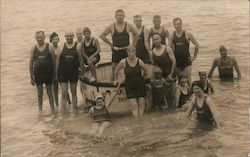 Group of Bathers Standing in Water Near Tub, 1925 Postcard