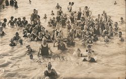 Group of Bathers in Water at Palacios "Goodbye Old Tub" Texas Postcard Postcard Postcard