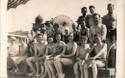 Bathers Sitting in Swimsuits, 1938 Postcard